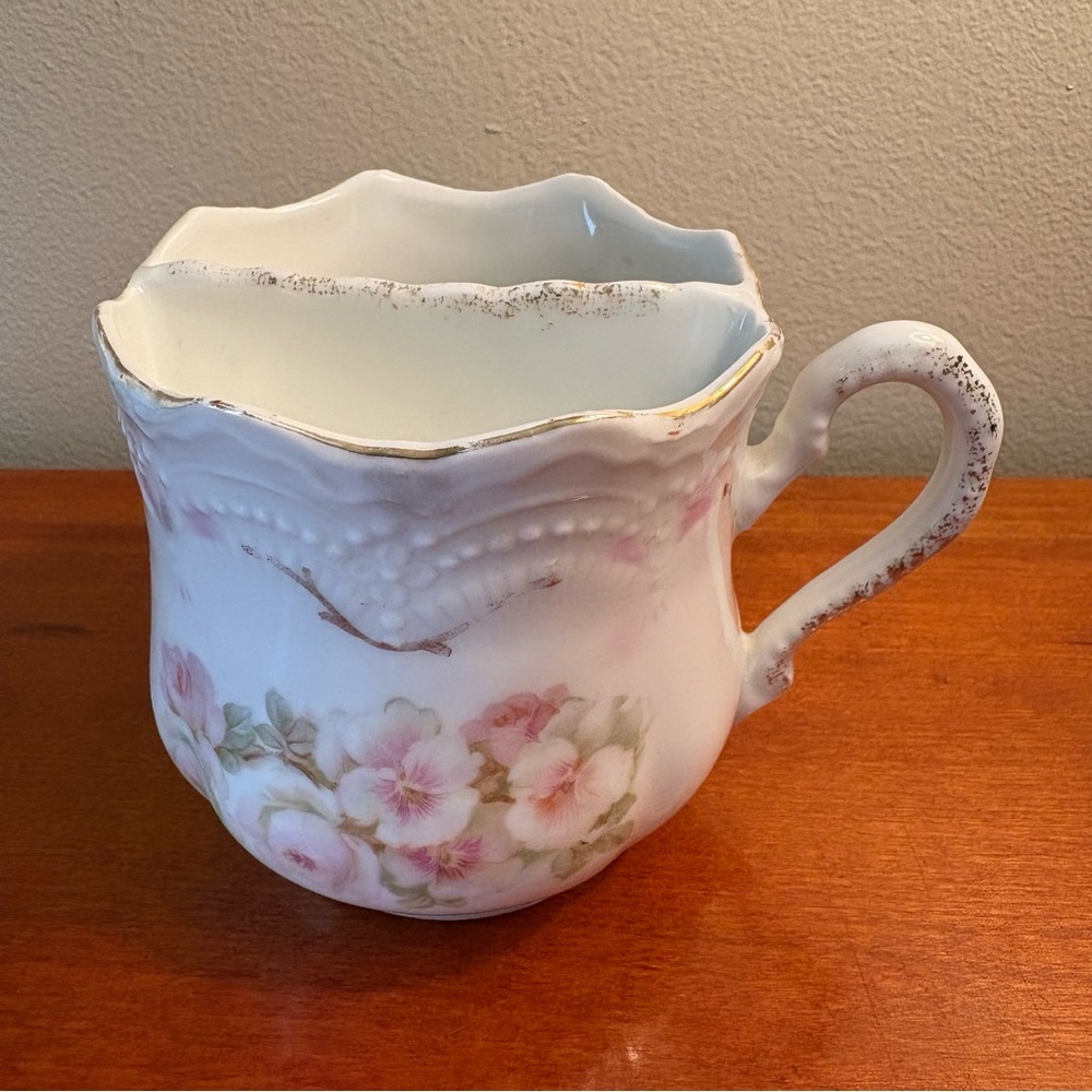 Antique ornate Leuchtenbury Germany mustache cup porcelain